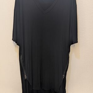 POL Black V-Neck Womans Dress Side Zip Size Medium